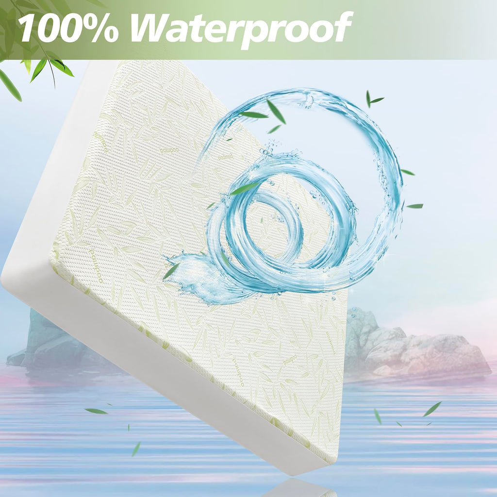 Twin XL Mattress Protector Waterproof Mattress Pad Washable Bamboo Rayon Mattress Cover Breathable Noiseless Bed Protector 5"