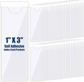 Outus 200 Pack 1.2 x 3.35 Inch Self Adhesive Label Pockets Bulk Plastic Labels Holders for Storage Bins Clear Classroom Nameplate Sleeves Index Card Tote Photos Waterproof Protect Office