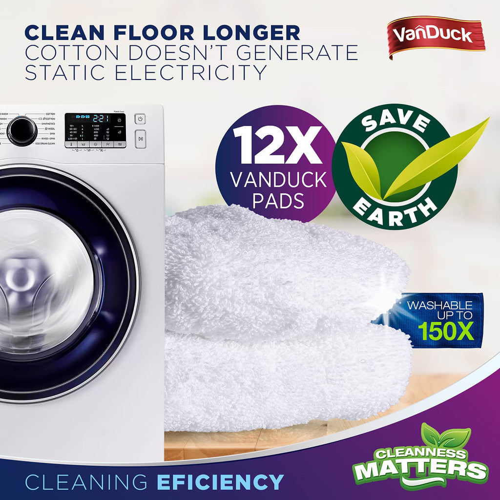 100% Cotton Terry Mop Pads 15x8 Inch (12 Count)