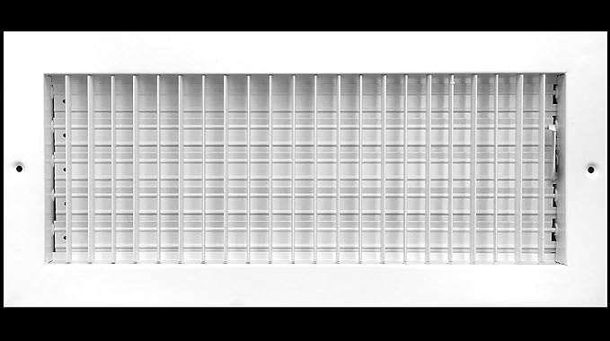16 inch w x 6 inch h Adjustable AIR Supply Diffuser - HVAC Vent Cover Sidewall or Ceiling - Grille Register - High Airflow - White [Outer Dimensions: 17.75 inch w X 7.75 inch h]