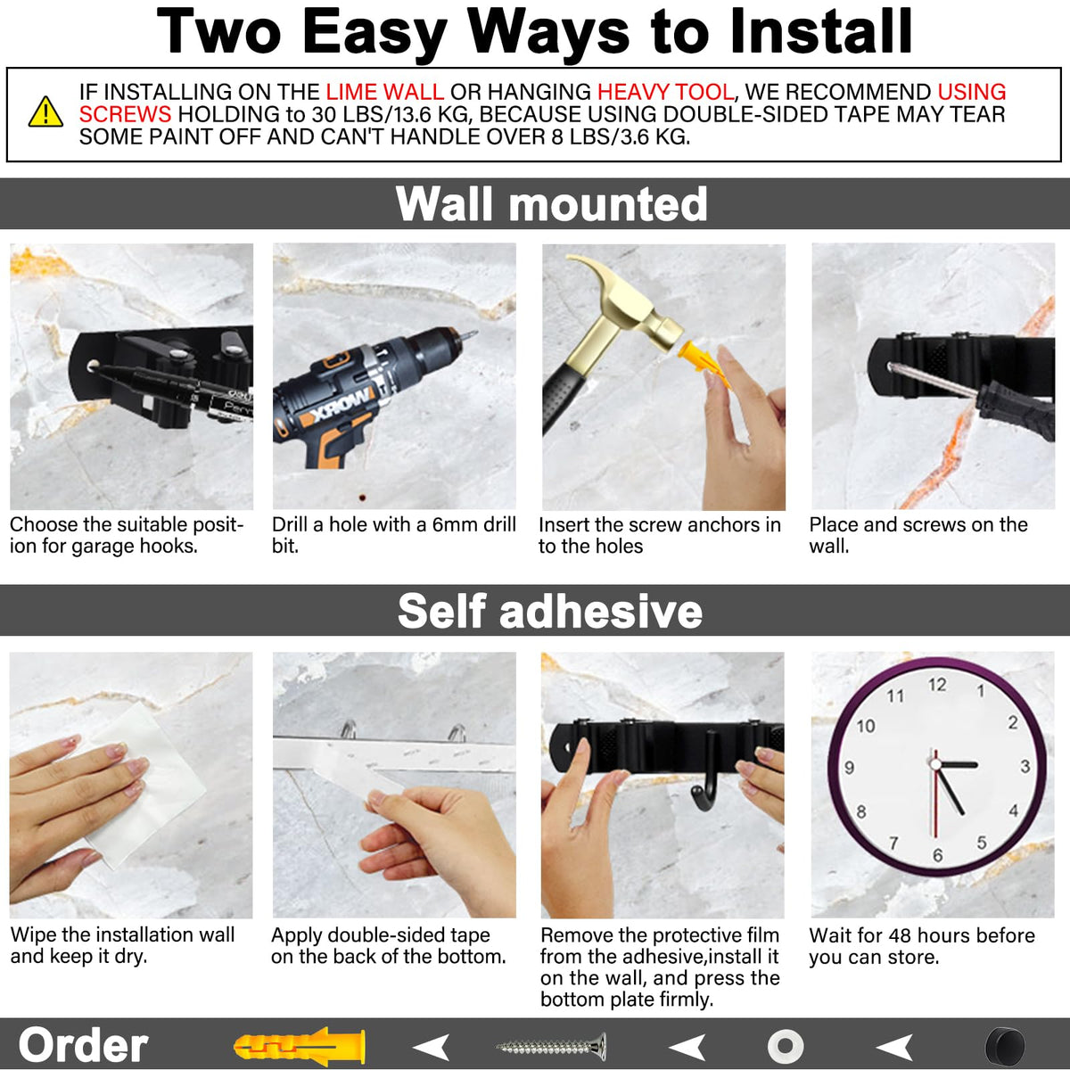 2 Packs SUS304 Heavy Duty Mop and Broom Holder Wall Mount (2 Count)