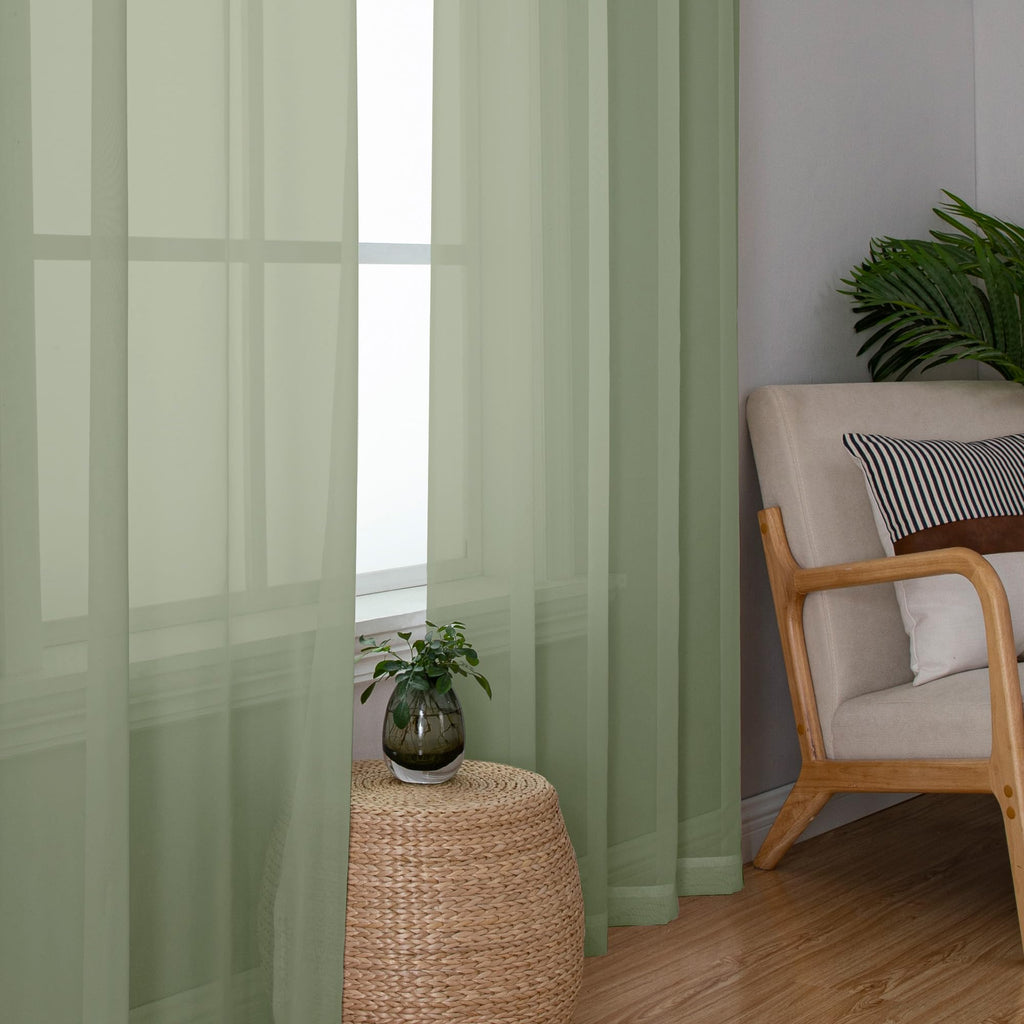 Sage Green Sheer Curtains 78 Inches Long 2 Panels Set for Living Room (2 Count)