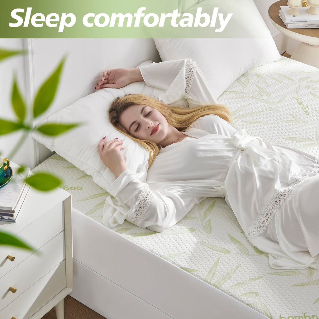 King Mattress Protector Waterproof Mattress Pad Washable Bamboo Rayon Mattress Cover Breathable Noiseless Bed Protector 5"