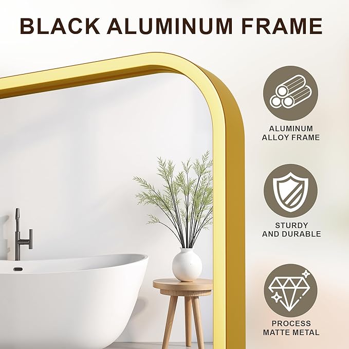 FICTOR Bathroom Mirror, 30"x20"Gold Framed Vanity Mirror for Wall, Shatterproof &Anti-Rust Bathroom Mirrors for Over Sink, Bedroom, Living Room, Entryway, Vertical/Horizontal Mount