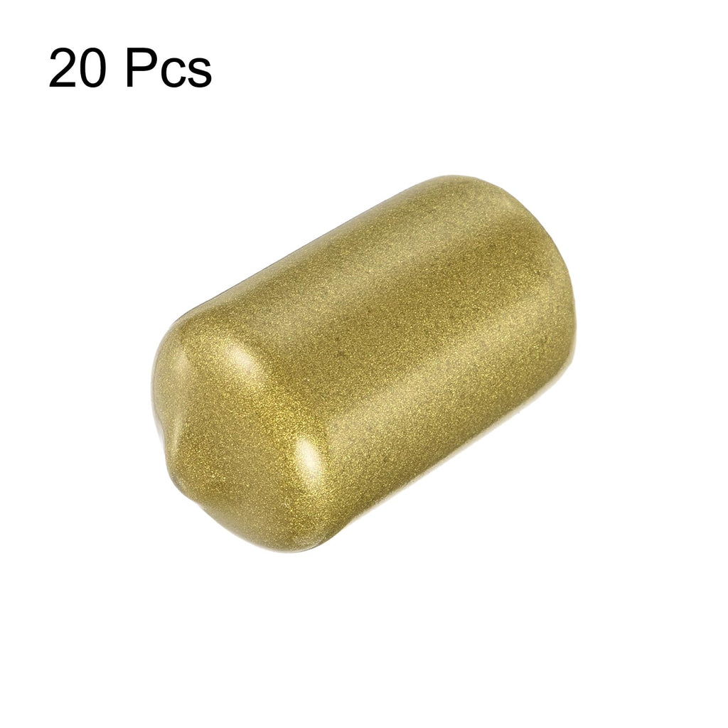 20pcs Rubber End Caps 13.5mm ID Vinyl Round Tube Bolt Cap Cover Thread Protectors Gold
