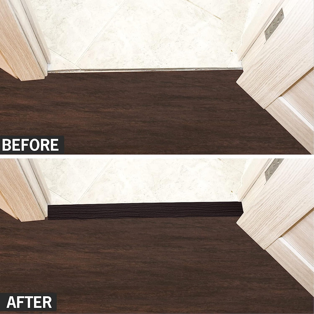 20Ft Floor Transition Strip Self Adhesive Vinyl Cover Floor Strip Flat Divider Transition Strip Wood Grain Design for Laminate Floor Gaps and Doorway Transitions
