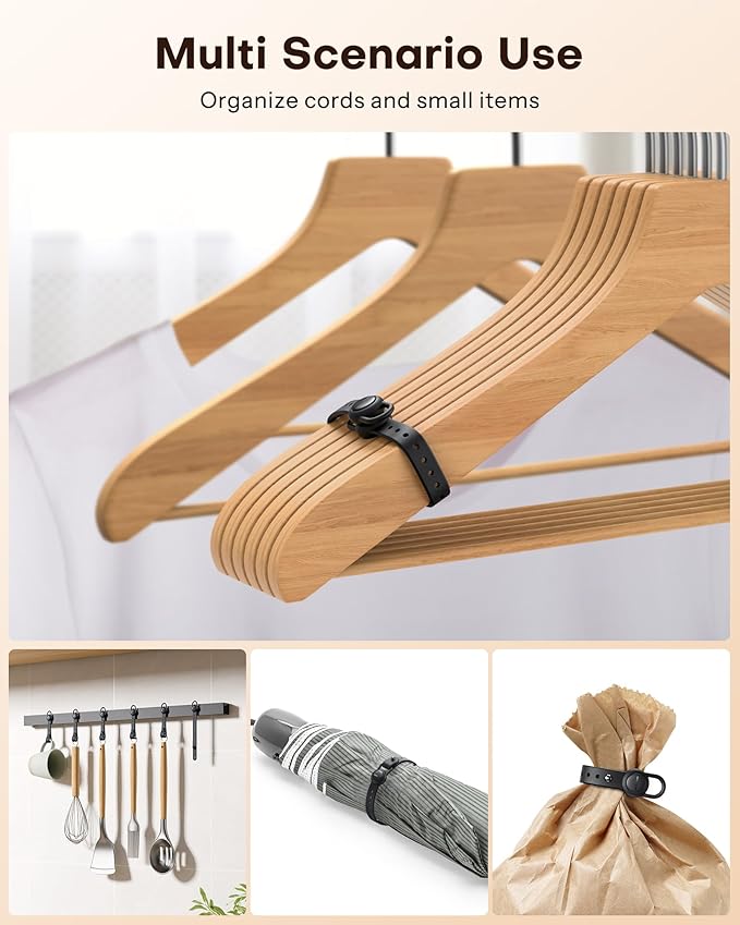 OMOTON Magnetic Cable Ties, 10 Pcs Reusable Silicone Wire Organizer Straps Adjustable Cord Clips for Phone Laptop Charging Cable USB Wired Earphone, Black