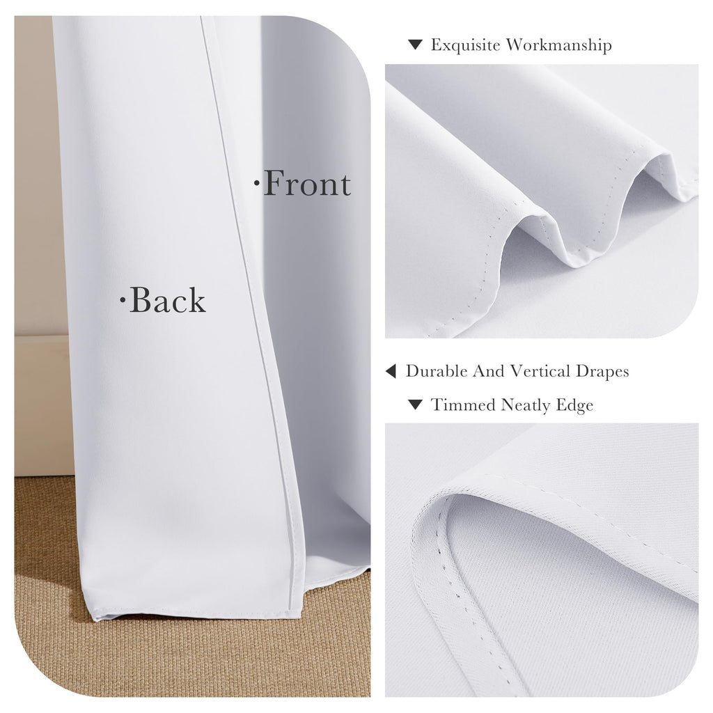 Pure White Blackout Curtains for Bedroom 63 Inch Length 2 Pcs (2 Count)