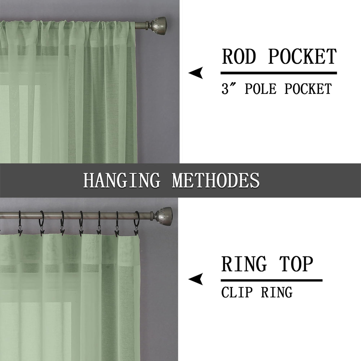Short Sheer Curtain Living Room Linen Textured Curtains Sheer Light Filtering Voile Rod Pocket Curtain for Bedroom (2 Count)
