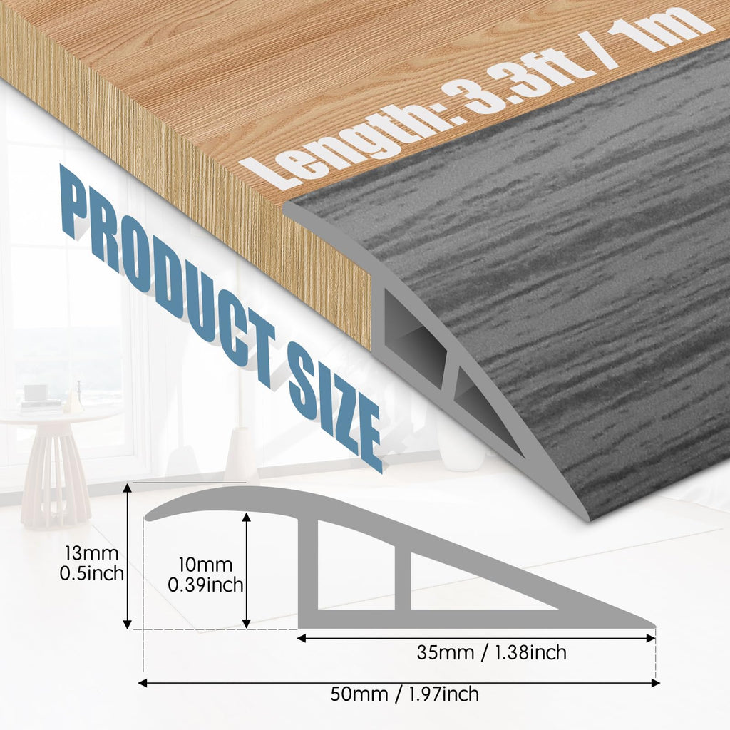 Floor Transition Strip Door Threshold 39" Floor Transition Reducer Trim on The Edges Threshold Strip Self Adhesive Suitable for Doorways