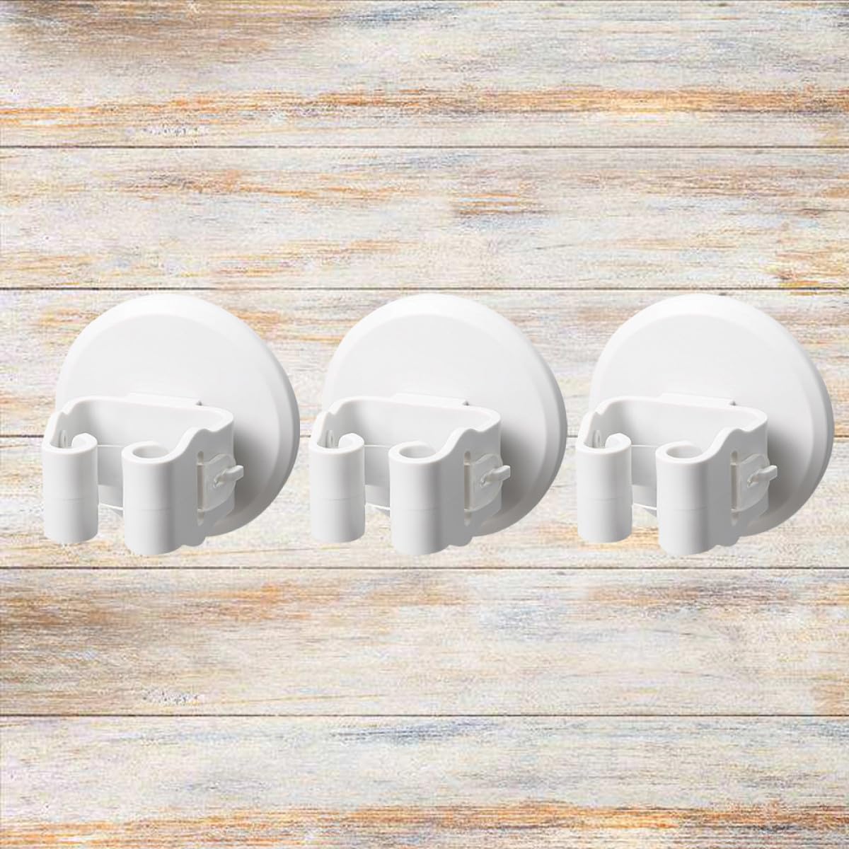 3pcs Wall mounted Mop and Broom Holder Suction Cup Clamps White Anti