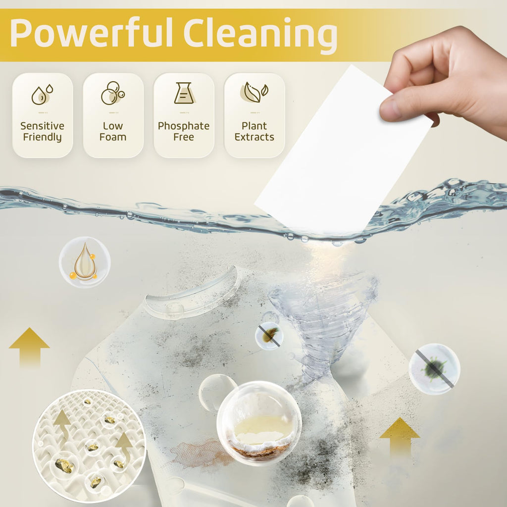 Laundry Detergent Sheet Lemon Scent 160 Count Non Plastic Travel Laundry Kit No waste Portable Washing Sheets Detergent for Machine Wash & Hand Wash