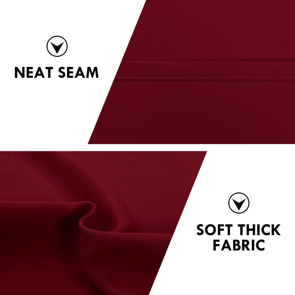 Wide Blackout Curtains for Living Room 60 x 63 Inch Long Burgundy (2 Count)