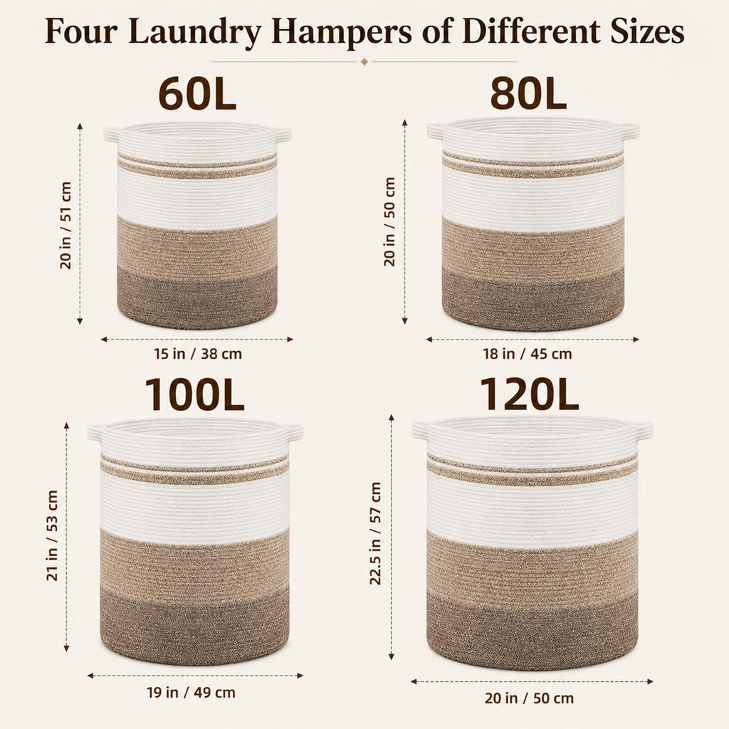 60L Laundry Basket Laundry Hamper Nursery Hamper Gradient Gray