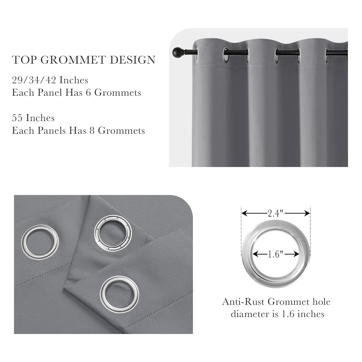 Short Silver Grey Curtains for Small Windows (2 Count)