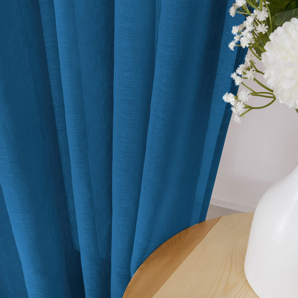 Sheer Curtains Living Room Linen Textured Curtain Sheers Light Filtering Voile Rod Pocket Curtains for Bedroom (2 Count)