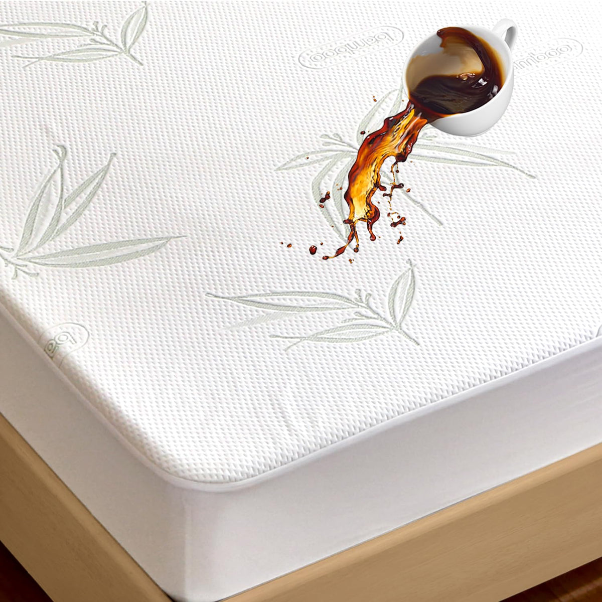 California King Mattress Protector Waterproof Mattress Pad Washable Bamboo Rayon Mattress Cover Breathable Noiseless Bed Protector 5"