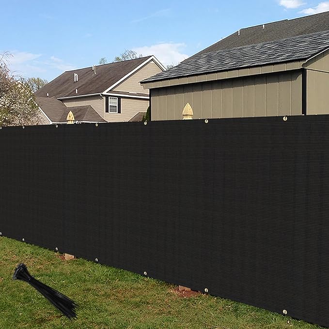 ECOOPTS 4'x143' Privacy Fence Screen Windscreen with Copper Grommets, Fit for Commercial Fence and Residential Garden Outdoor 90% UV Blockage, Cable Zip Ties Included (Black)