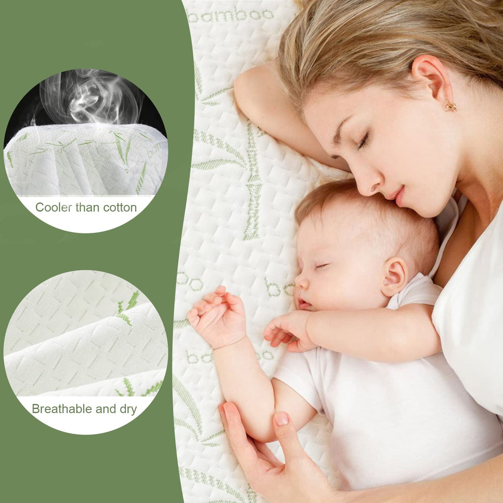 Twin Mattress Protector Waterproof Mattress Pad Washable Bamboo Rayon Mattress Cover Breathable Noiseless Bed Protector 5"