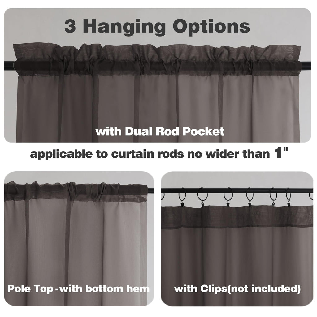 Sheer Curtains 36 inch Length 2 Panels (2 Count)