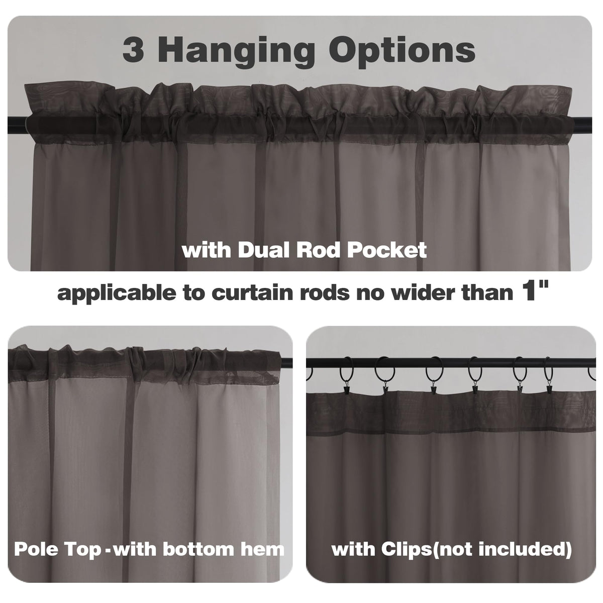 Sheer Curtains 36 inch Length 2 Panels (2 Count)