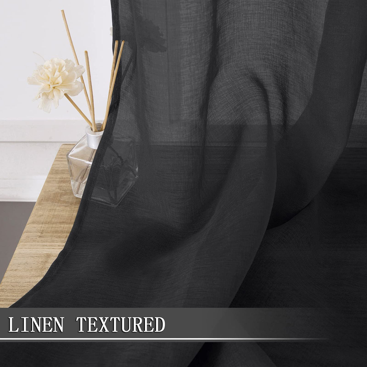Sheer Tier Curtain Linen Textured Half Kitchen Curtains Sheer Light Filtering Rod Pocket Voile Small Curtains for Bathroom