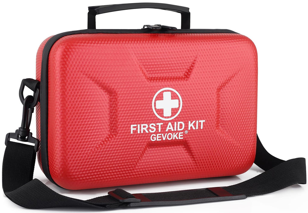 Gevoke First Aid Kit - 410 Piece, Waterproof, Red