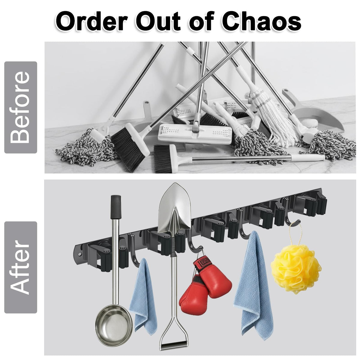 2 Packs SUS304 Heavy Duty Mop and Broom Holder Wall Mount (2 Count)