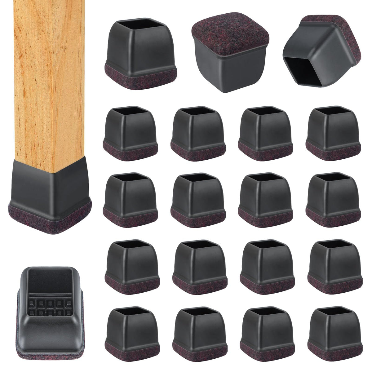32 Pcs Chair Leg Floor Protectors Square (32 Count)