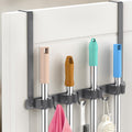 Broom Holder Over The Door with Hooks
