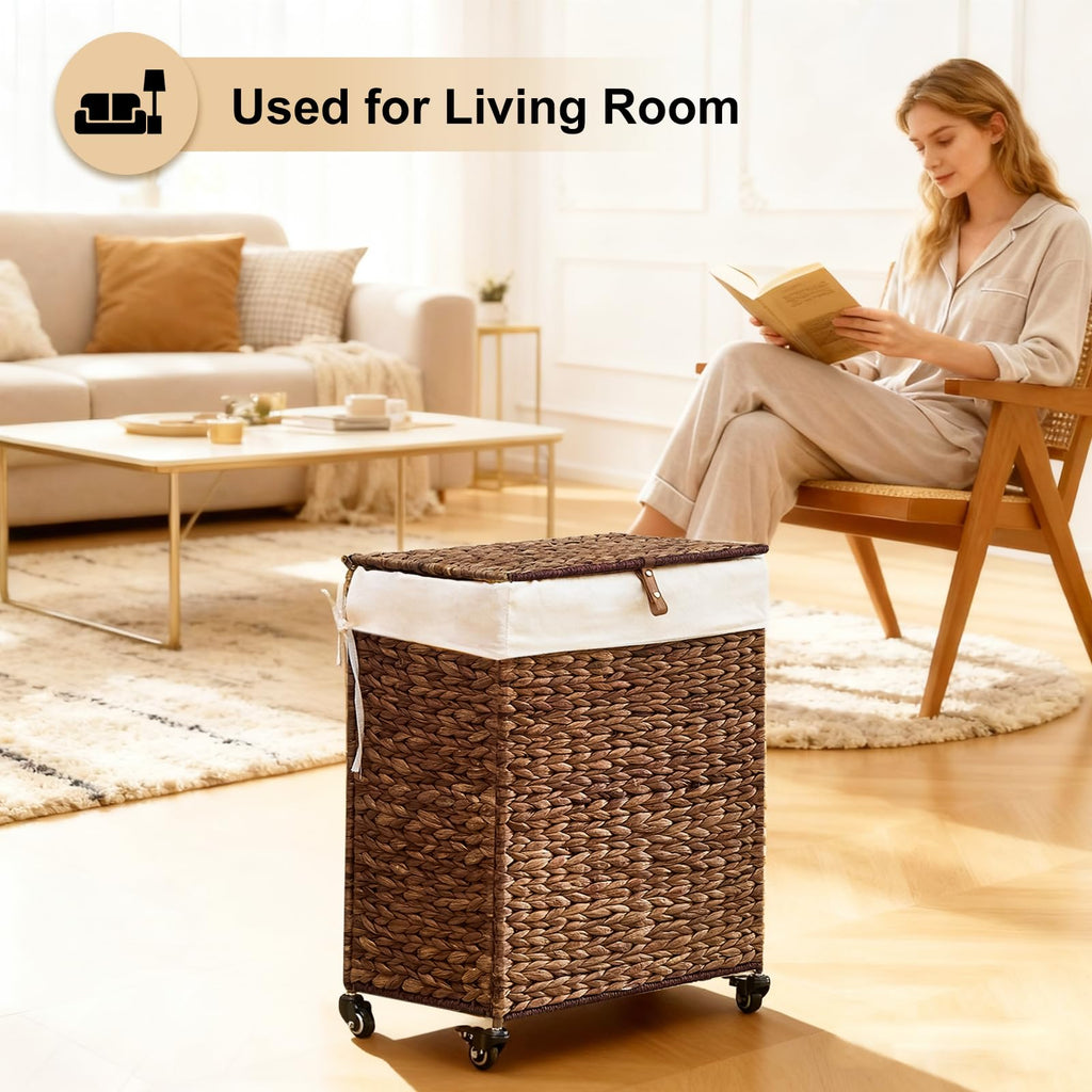 Handwoven Laundry Hamper with Wheels (3212.3322 Fl Oz)