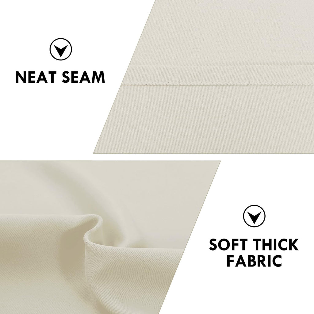 Wide Blackout Curtains for Bedroom 70 x 63 Inch Long Light Beige (2 Count)