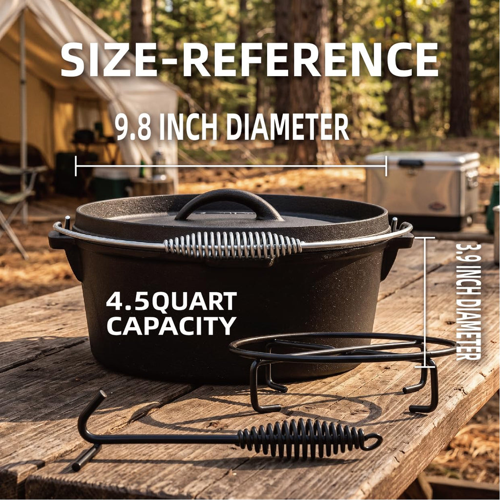 LOCEHNGY Cast Iron Dutch Oven - 4.5Qt, cast iron