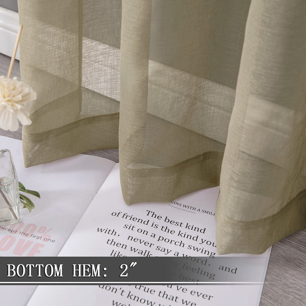 Sheer Tier Curtain Linen Textured Half Kitchen Curtains Sheer Light Filtering Rod Pocket Voile Small Curtains for Bathroom