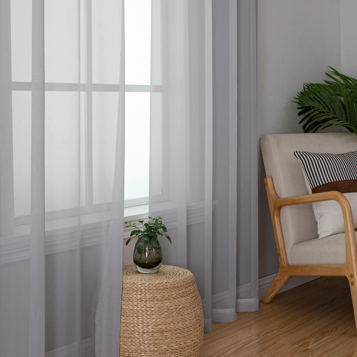 Light Grey Sheer Curtains 96 inches Long 2 Panels (2 Count)