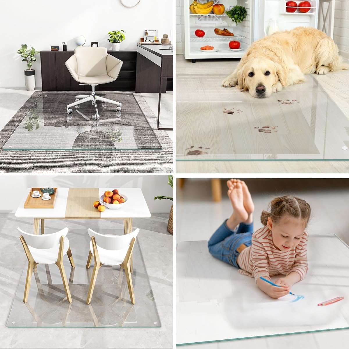 Tempered Glass] 42" x 60" Glass Office Chair Mat for Carpet