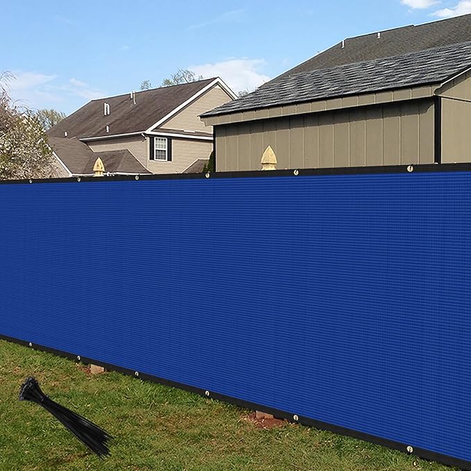 ECOOPTS 4'x268' Privacy Fence Screen Windscreen with Copper Grommets, Fit for Commercial Fence and Residential Garden Outdoor 90% UV Blockage, Cable Zip Ties Included (Blue)
