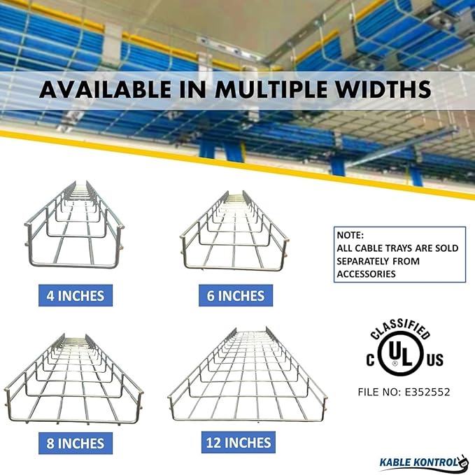Kable Kontrol Tray Divider – Tray Dividing and Cable Routing - Wire Mesh Tray Cable Management Rack Cable Basket, Zinc Plated Steel NEC Approved for Network, Fiber Optic, Cabling Accessory