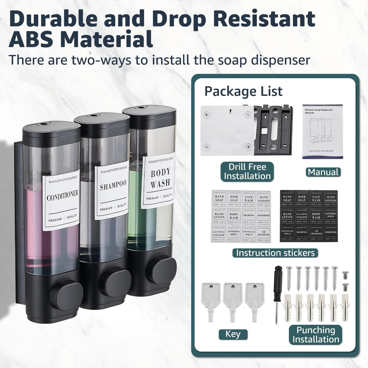 Shampoo and Conditioner Dispenser