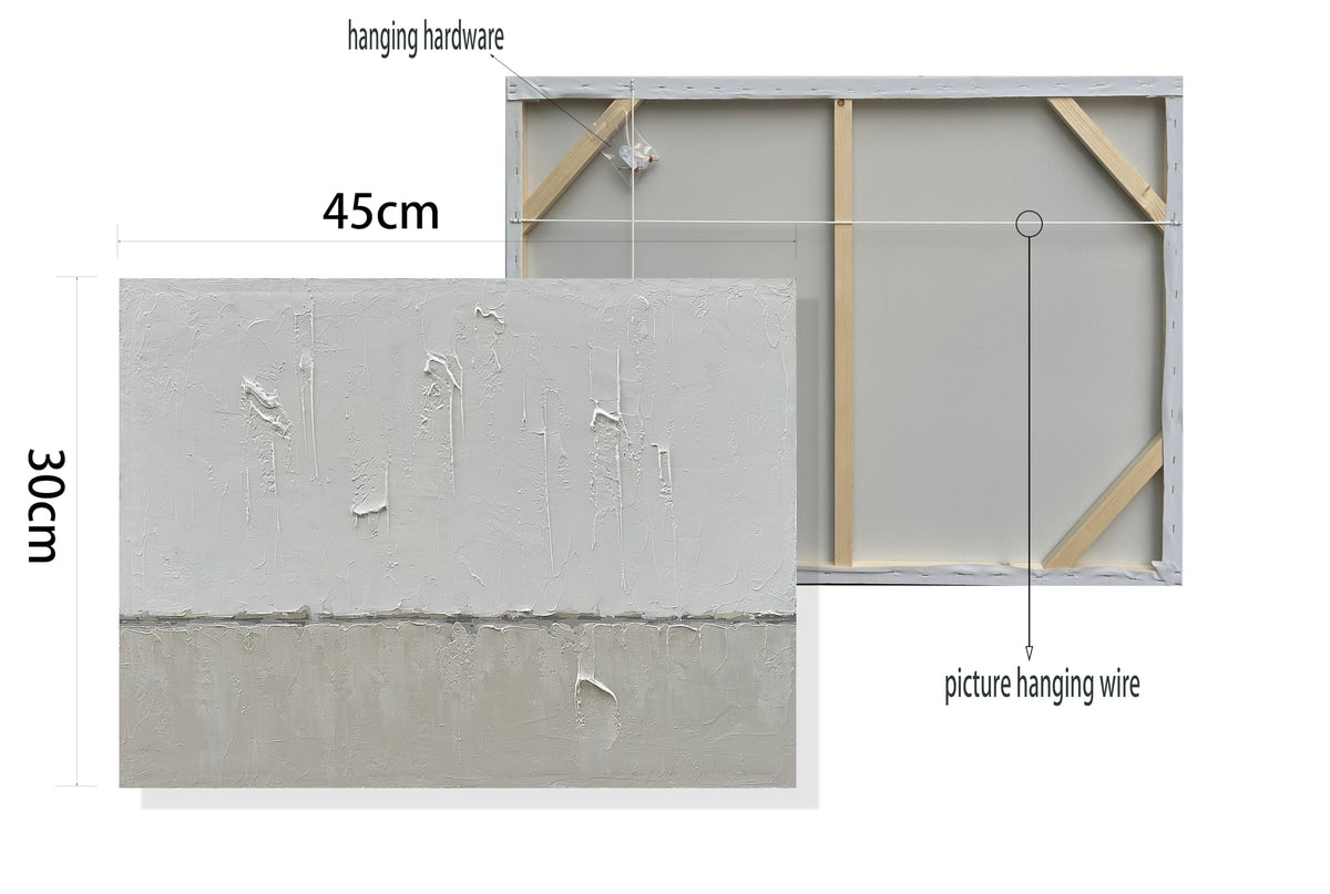 Art Hand painted minimalist style oil painting in gray and white