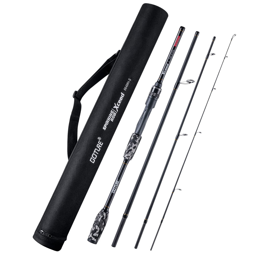 Fishing Rods Spinning Travel Fishing Pole Pack case Portable 4 Sections ulLight Weight Carbon Fiber Poles M Power Medium Action 7ft Camouflage