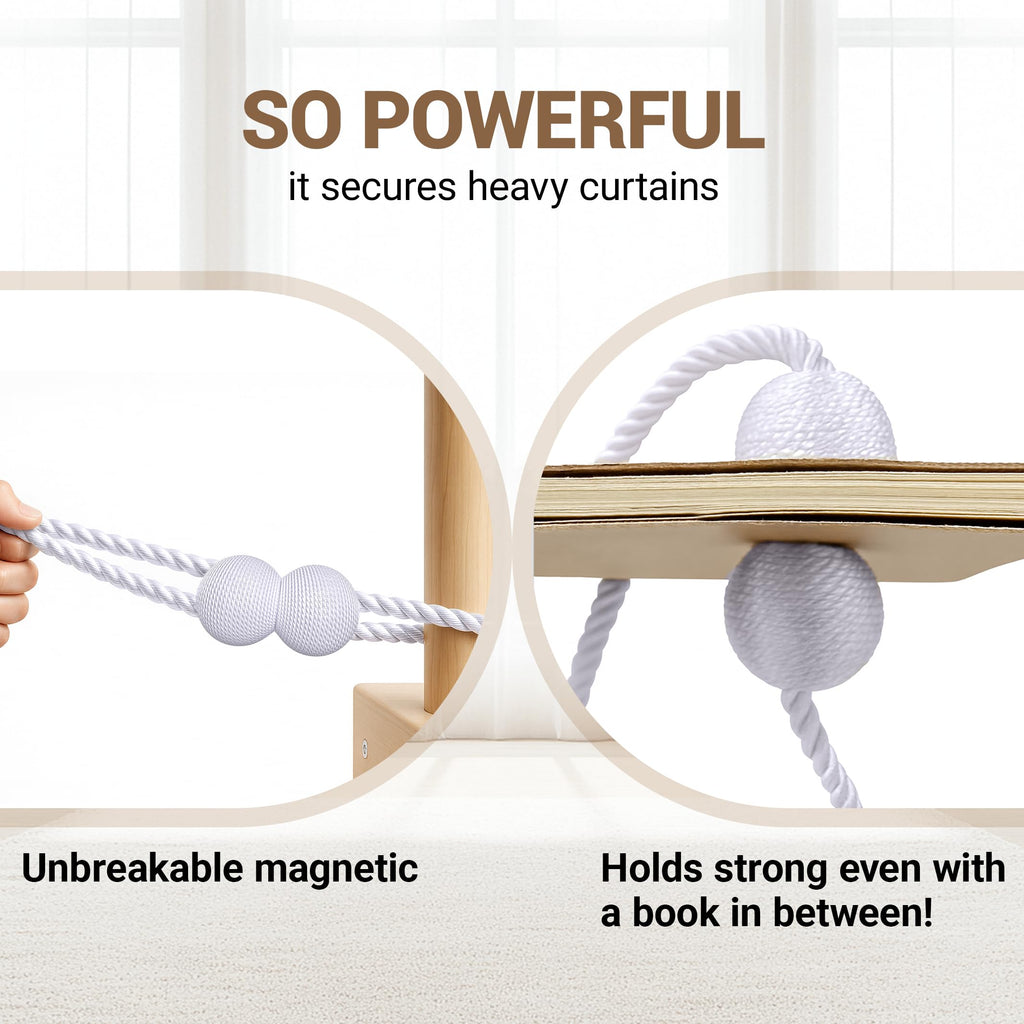 Magnetic Curtain Tiebacks White 4 Pack
