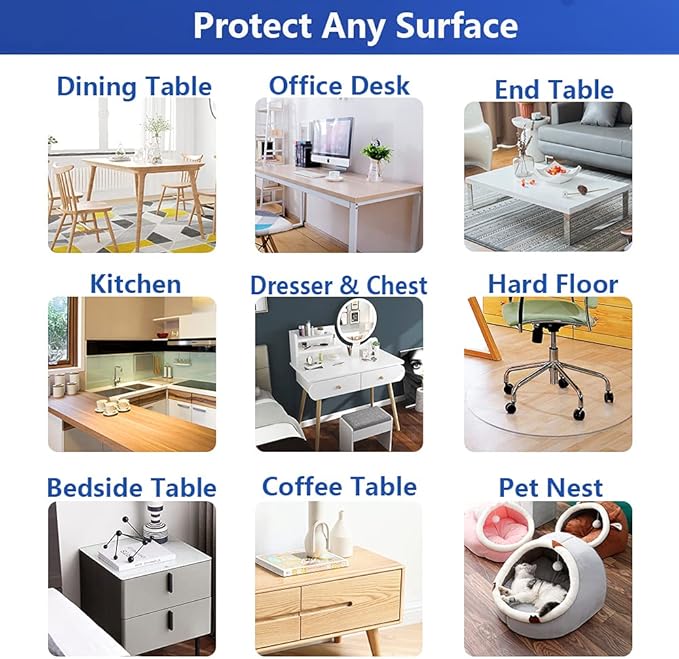 Round 50 in Clear PVC Table Cover Mat Dining&Living Room Table Protector Clear Plastic Tablecloth Protector Wipeable Protective Desk Top Topper Cover Wood Furniture Kitchen Coffee Bar Dinner Tabletop