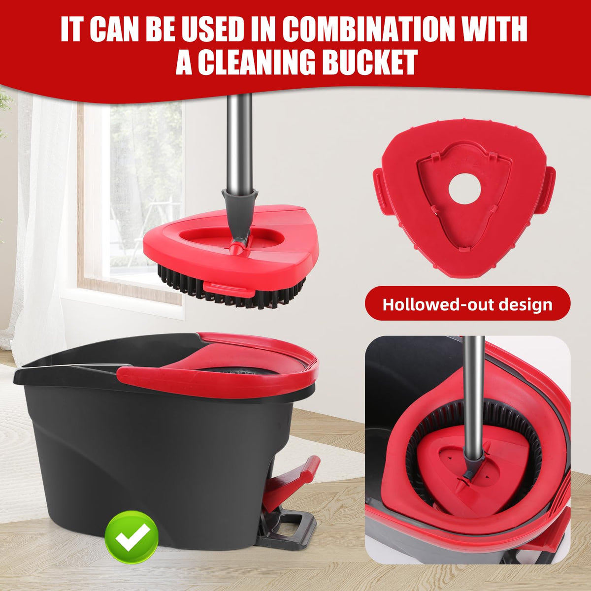 3 Piece Upgrade Scrub Brush Attachment & Base Compatible with O Cedar EasyWring 1 (3 Count)