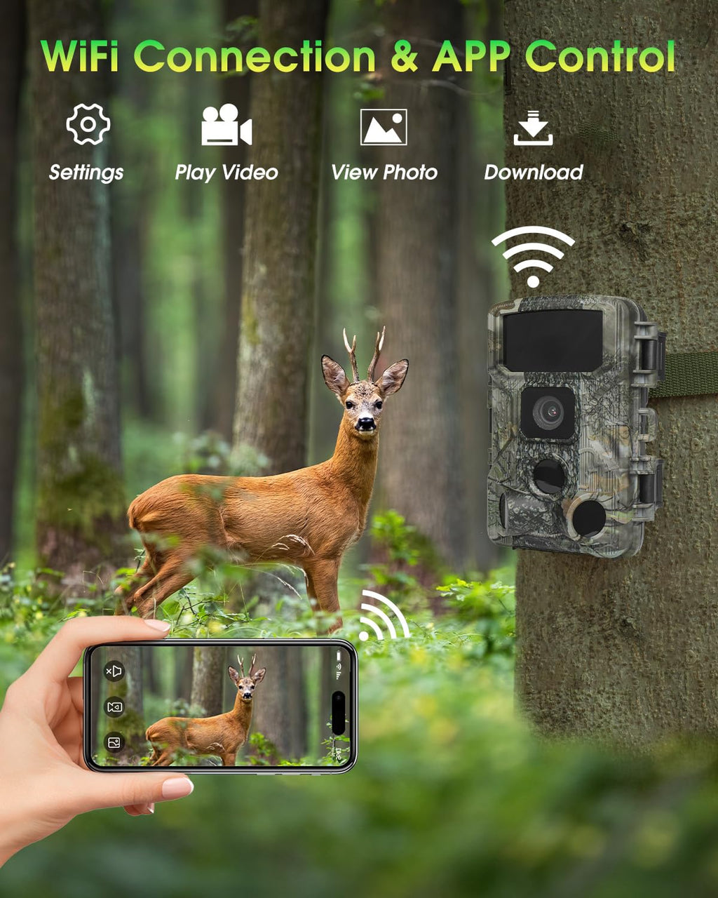 KJK Trail Camera - 4K, 64MP, WiFi, Bluetooth, IP67