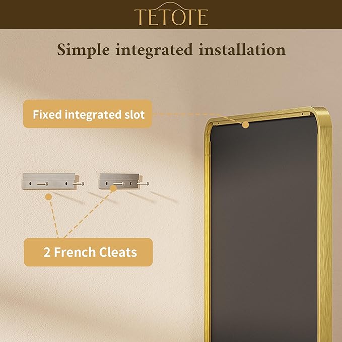 TETOTE 55 x 36 Gold Bathroom Mirror Brushed Gold Metal Framed Vanity Mirror, Tempered Glass, Wall Mounted for Bathroom, Entryway, Bedroom, Living Room(Horizontal/Vertical)