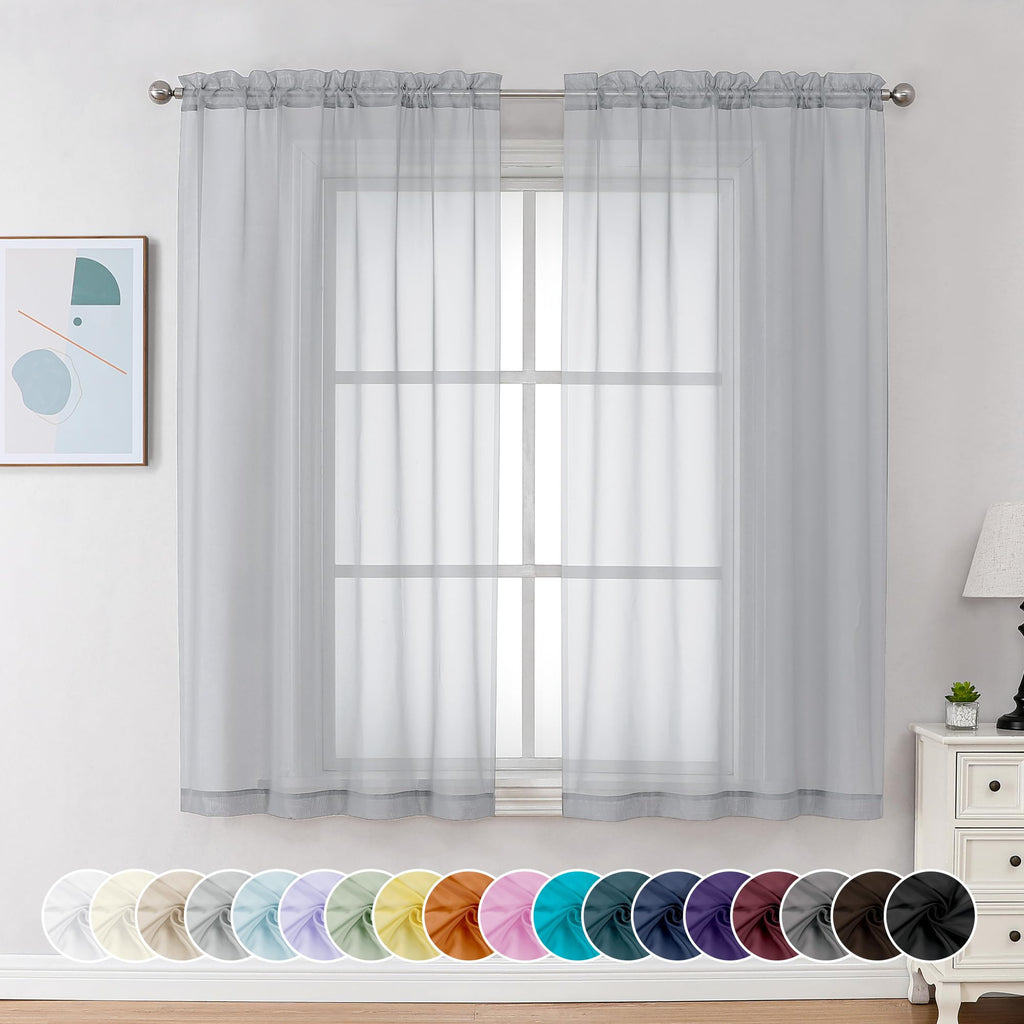 Sheer Curtains 63 Inch Length 2 Panels