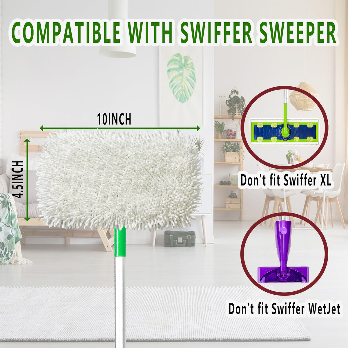 4pcs Reusable Microfiber Mop Pads for Swiffer Sweeper (4 Count)