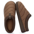 Men's Indoor Outdoor Slip On Campmate Slippers Memory Foam – Slide-in House Shoes, Cool Summer Puffer Camping Clog, Machine Washable, Rubber Sole, Velvet Lining, Easy Care Comfort for Men (Gifts)(Mocha Brown,Size 11)
