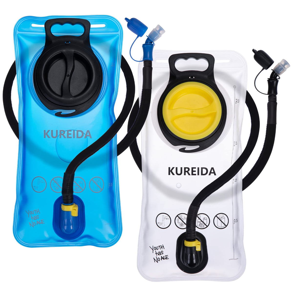 KUREIDA Hydration Bladder 2 Liter, BPA Free Water Bladder for Hiking Backpack Water Storage Bag with Insulated Tube, Hydration Backpack Replacement for Outdoor Camping Running Hiking